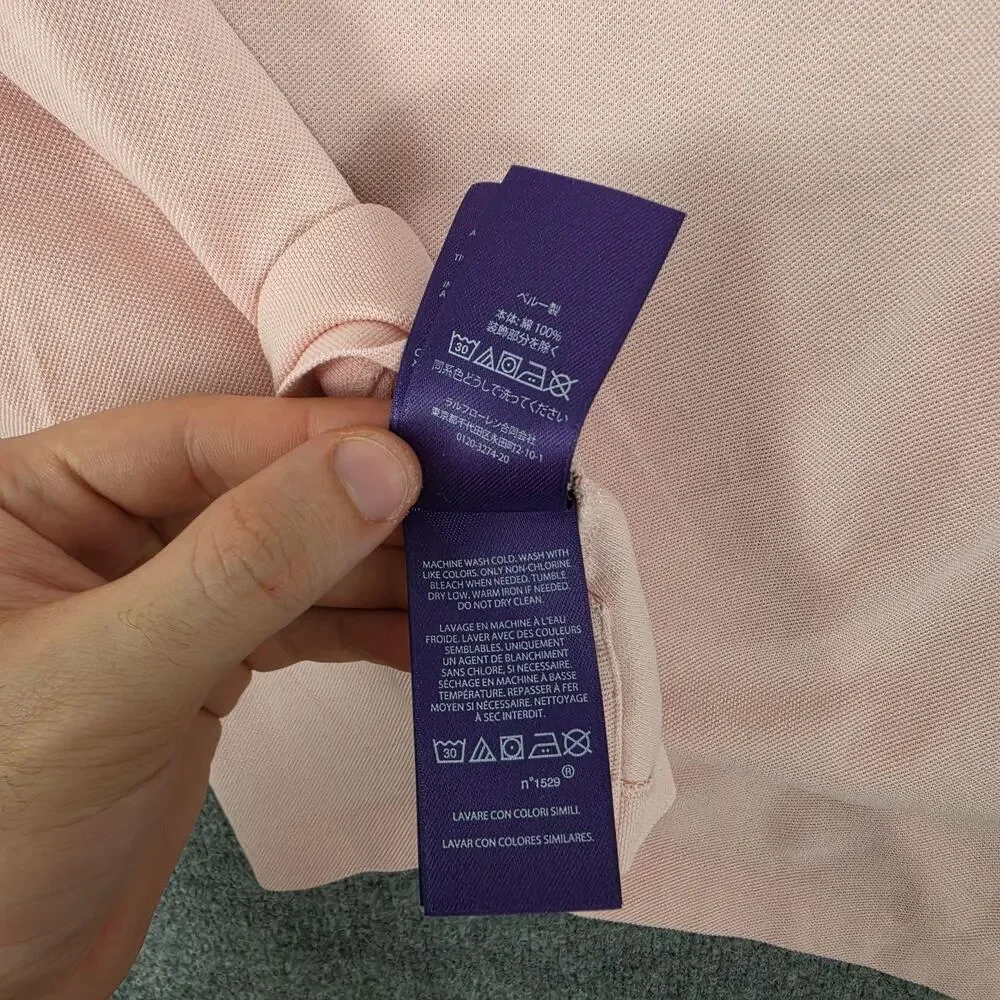 Ralph Lauren Purple Label Polo Shirt Men Medium Pink Pique Knit Casual Preppy